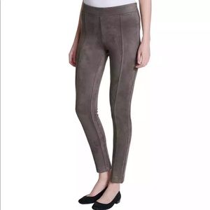 Taupe Faux Suede Pull On Slim Fit Pants